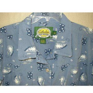 Large ~ Cabela's ~ blue paisley cotton denim-style jacket